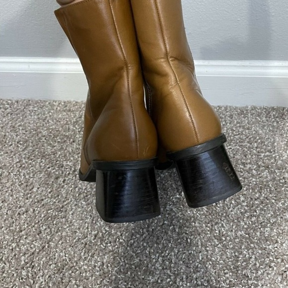 VTG 90s Y2K Naturalizer Boots Square Toe Chunky Heel Zip Mid Calf Boots - Picture 4 of 8